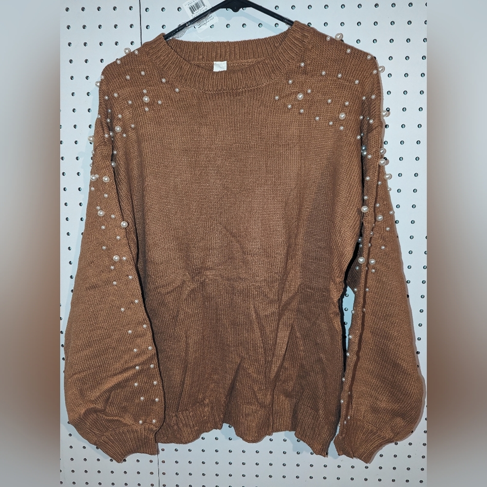 Blooming Jelly Brown Pearl Sweater